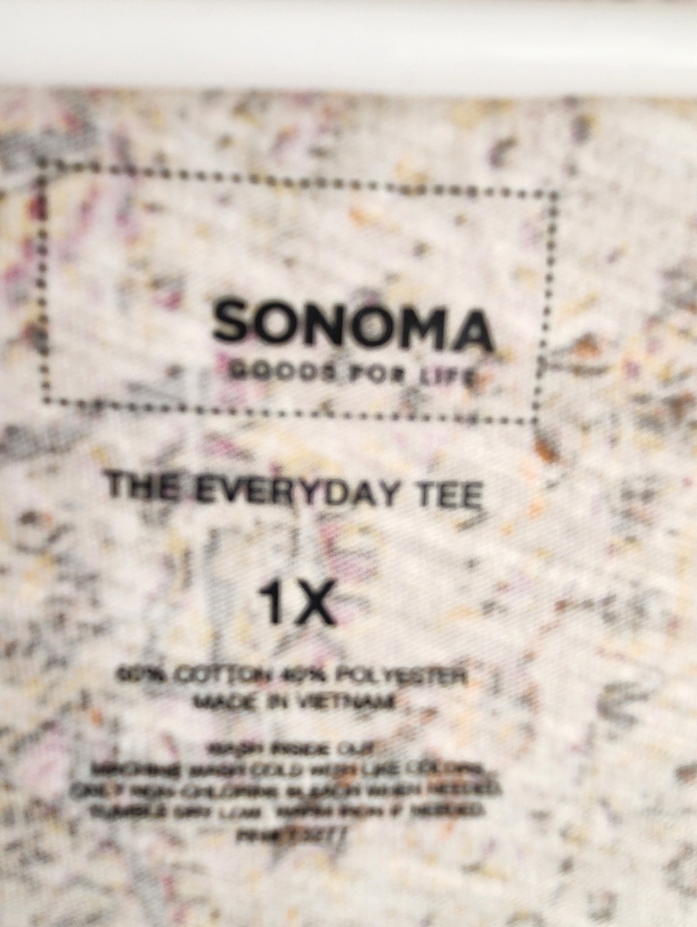 Sonoma Cream Paisley Short Sleeve V-Neck Top with Pink and Brown Accents - Picture 2 of 3